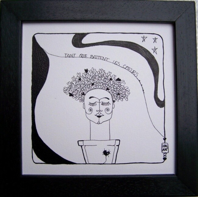 Картина под названием "Tant que battent le…" - Lou Kat, Подлинное произведение искусства, Масло