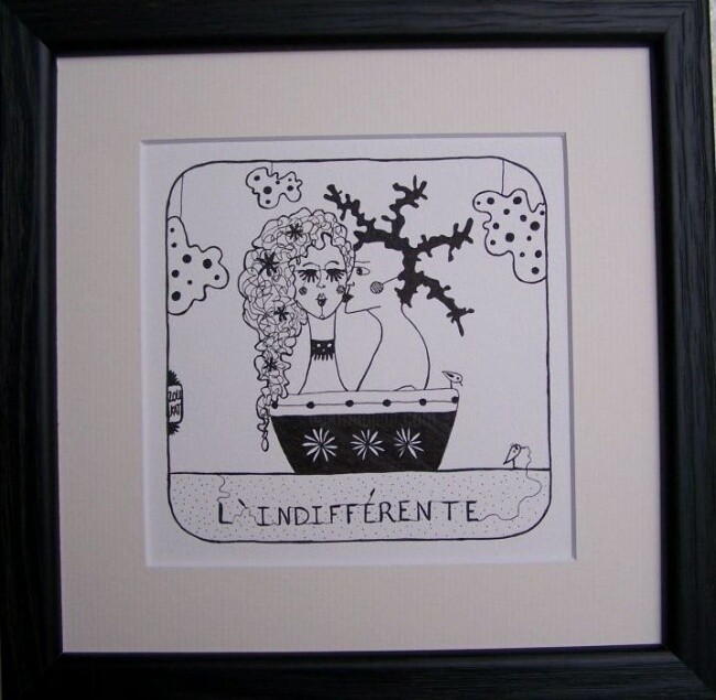 Картина под названием "L'indifférente" - Lou Kat, Подлинное произведение искусства, Масло