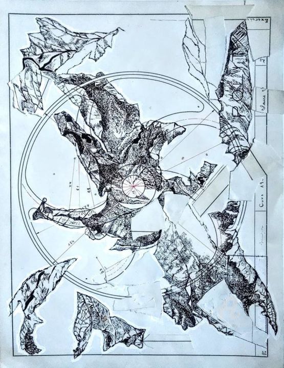 Desenho intitulada "Série "Chemin de fr…" por Lou Le Cabellec, Obras de arte originais, Tinta
