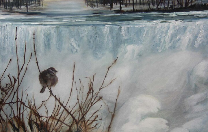 Pintura intitulada "New England Sparrow" por Lou Marek, Obras de arte originais