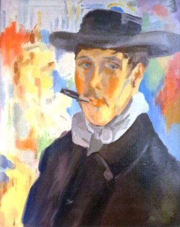 Painting titled "le peintre au cigar…" by Sam Buck, Original Artwork, Oil