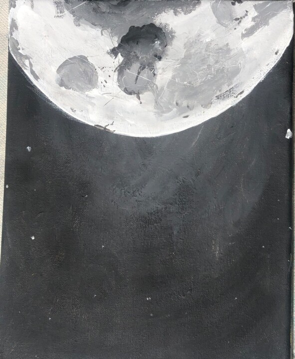 Schilderij getiteld "The moon" door Lou, Origineel Kunstwerk, Acryl