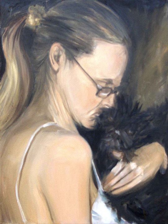 Painting titled "claudia-and-bean.jpg" by Lou Marek, Original Art, Acrylic