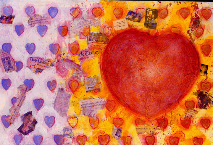 Painting titled "progeriaheart-paint…" by Lou Marek, Original Art, Acrylic