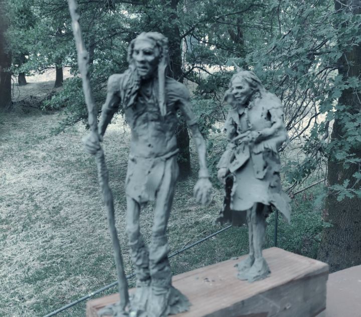 Sculpture titled "Trail of Tears" by Lou Marek, Original Art, Polymer clay