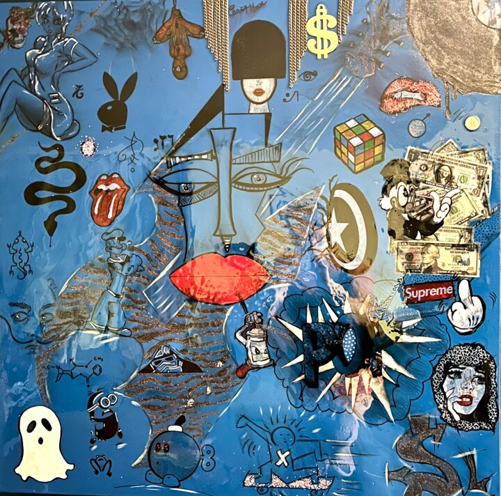 Collages intitolato "Rock ‘n’ roll" da Sandrine Lascols, Opera d'arte originale, Inchiostro