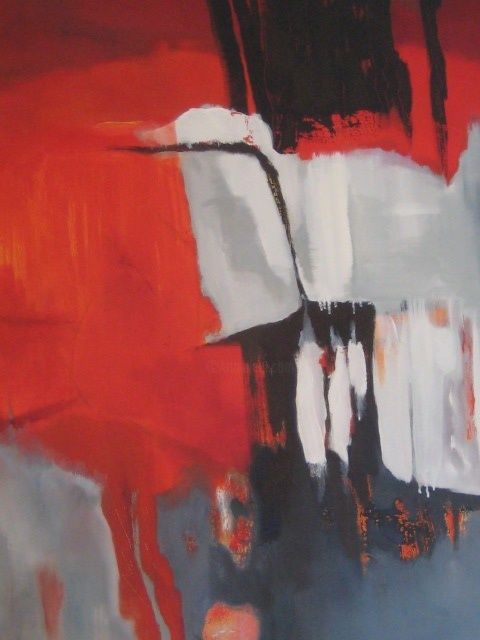 Painting titled "Triptyque Rouge III" by Arlette Loubet, Original Artwork, Oil