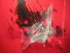 Painting titled "Rouge!" by Arlette Loubet, Original Artwork