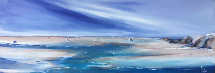 Painting titled "Marée basse Normand…" by Michel, Original Artwork, Acrylic