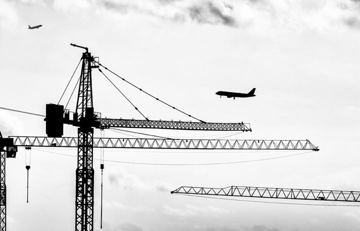 Photography titled "planes-and-cranes-2…" by Louis Agius, Original Artwork
