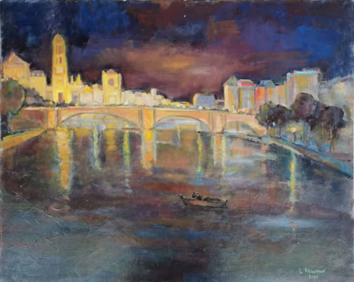 Painting titled "Pont de la tourelle…" by Louis Arnoux, Original Artwork, Oil