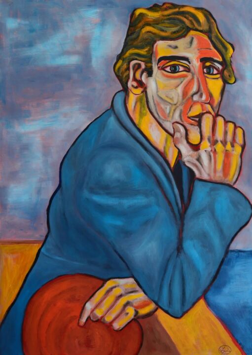 Peinture intitulée "Penseur" par Louis Carcassonne, Œuvre d'art originale, Huile