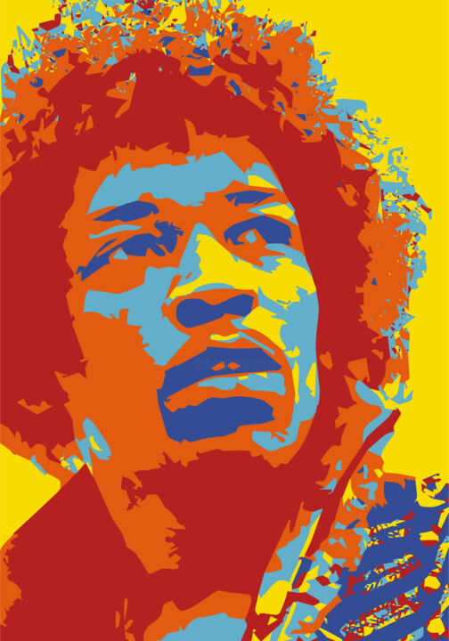 Arte digitale intitolato "Jimi Hendrix" da Louis Garcia, Opera d'arte originale, Lavoro digitale 2D
