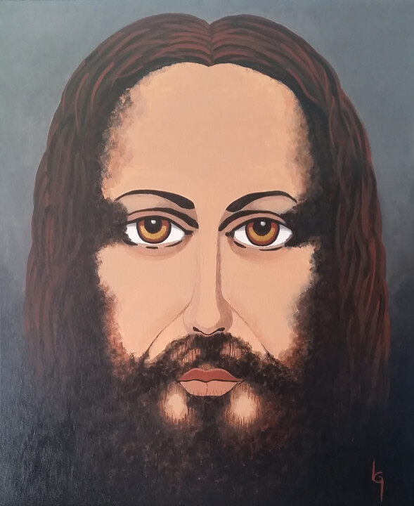 「Jésus Christ」というタイトルの絵画 Louis Garciaによって, オリジナルのアートワーク, アクリル ウッドストレッチャーフレームにマウント