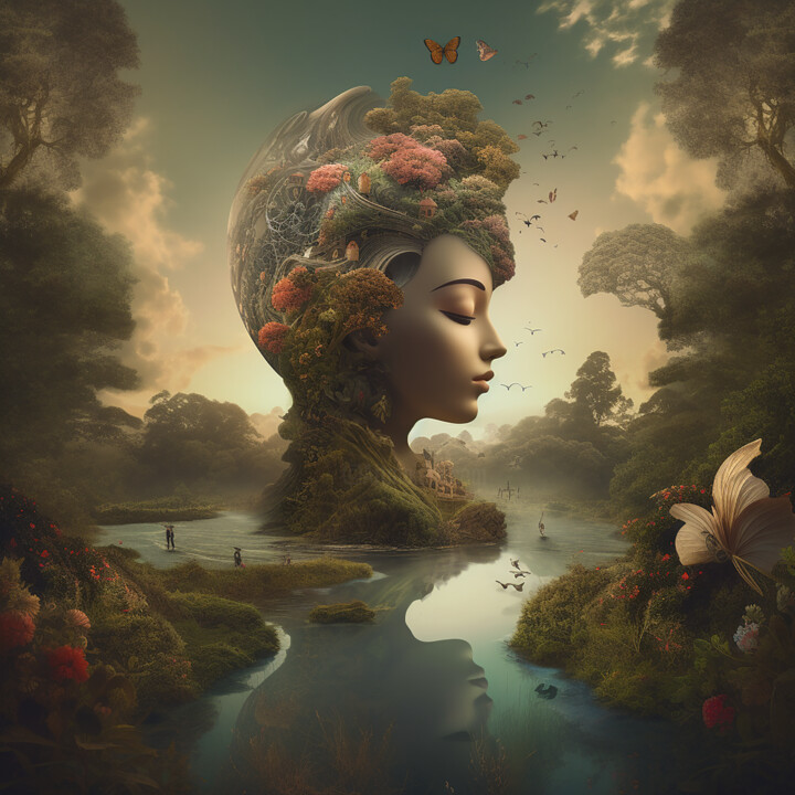 Arts numériques intitulée "L'île de beauté" par Louis Garcia, Œuvre d'art originale, Image générée par l'IA