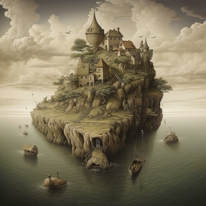 Arte digital titulada "l'île" por Louis Garcia, Obra de arte original, Imagen generada por IA