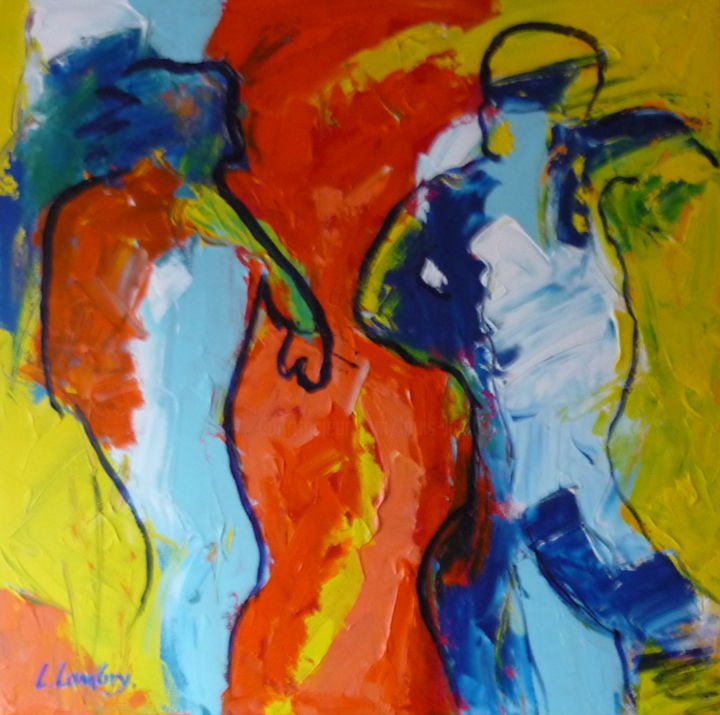 Painting titled "Koppel  "HET GESPRE…" by Louis Lambry, Original Artwork, Acrylic Mounted on Wood Stretcher frame