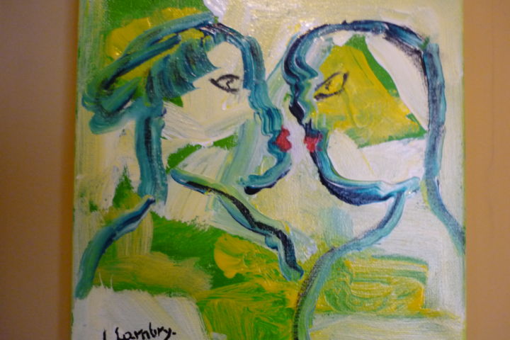Painting titled "The Kiss" by Louis Lambry, Original Artwork, Acrylic