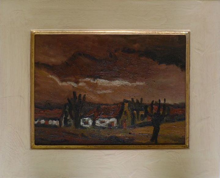 Painting titled "Boerenwerf" by Louis Lambry, Original Artwork, Oil