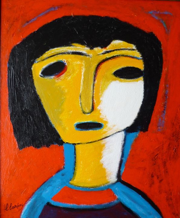 Painting titled "Mona-Lisa-2019…" by Louis Lambry, Original Artwork, Acrylic Mounted on Wood Stretcher frame