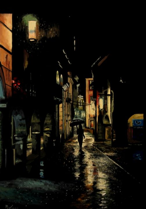 "rue-de-nuit-11.jpg" başlıklı Tablo Louis Martinez tarafından, Orijinal sanat, Petrol