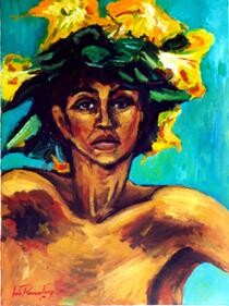 Painting titled "CAROLE AU CHAPEAU D…" by Louis Runemberg, Original Artwork