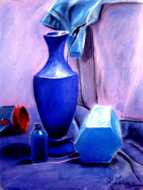 "LE VASE BLEU 1986" başlıklı Resim Louis Runemberg tarafından, Orijinal sanat, Diğer Karton üzerine monte edilmiş