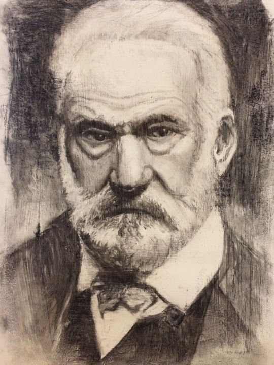 Disegno intitolato "Victor Hugo" da Louisa Linton, Opera d'arte originale, Carbone