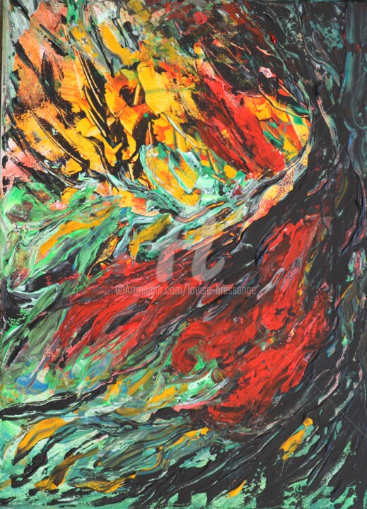 Painting titled "Flammes" by Louise Bressange, Original Artwork, Acrylic