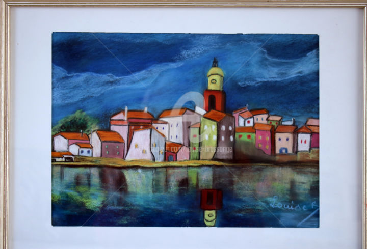 Painting titled "Saint-Tropez" by Louise Bressange, Original Artwork, Pastel