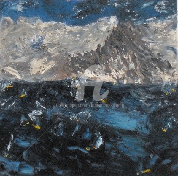 Pittura intitolato "mer-et-montagne.jpg" da Louise Bressange, Opera d'arte originale, Olio