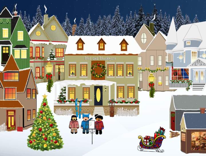 Digital Arts titled "Noel au village" by Louise Davis, Original Artwork, 2D Digital Work