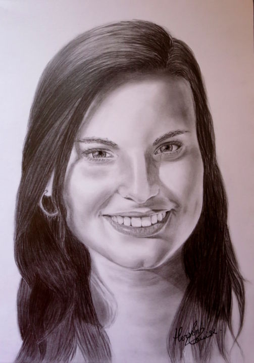 Drawing titled "Portrait au crayon…" by Louise Hersent, Original Artwork, Pencil