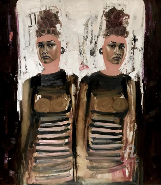 Peinture intitulée "Twins" par Louise Howard, Œuvre d'art originale, Huile