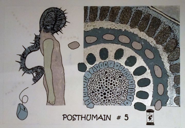 Malerei mit dem Titel "POSTHUMAIN # 5" von Louise Malbec, Original-Kunstwerk, Pastell
