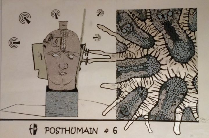 Schilderij getiteld "POSTHUMAIN # 6" door Louise Malbec, Origineel Kunstwerk, Pastel
