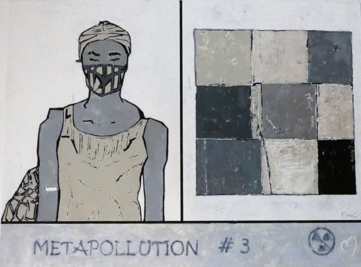 Painting titled "METAPOLLUTION # 3" by Louise Malbec, Original Artwork, Pastel