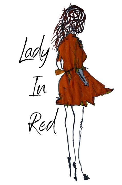 Drawing titled "Lady In RED" by Louise Morales, Original Artwork, Ballpoint pen