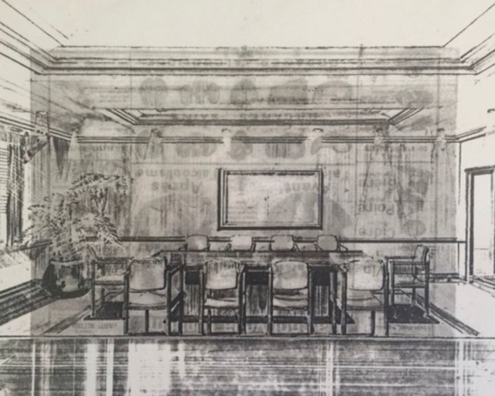 Σχέδιο με τίτλο "TSB Conference Room" από Louise Morales, Αυθεντικά έργα τέχνης, Μολύβι