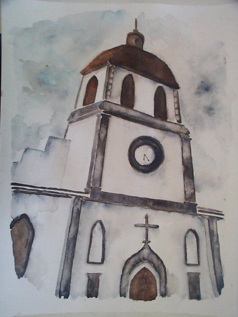 Peinture intitulée "Eglise de St Louis" par Louise, Œuvre d'art originale