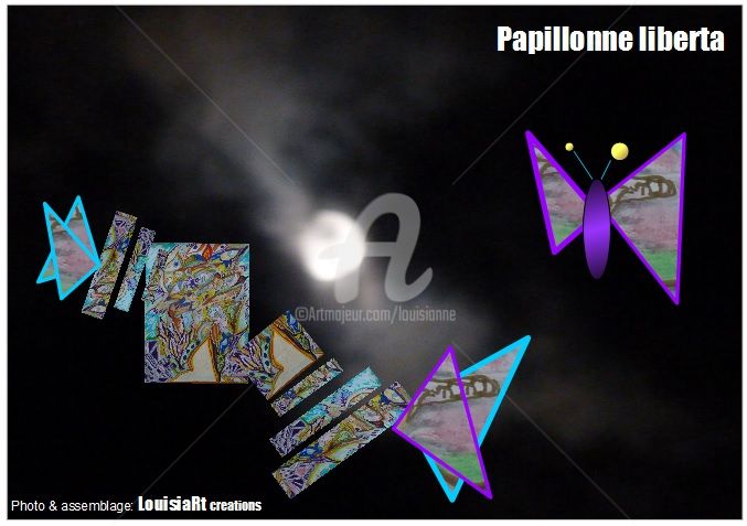 Artes digitais intitulada "Papillonne Liberta…" por Louisiart, Obras de arte originais