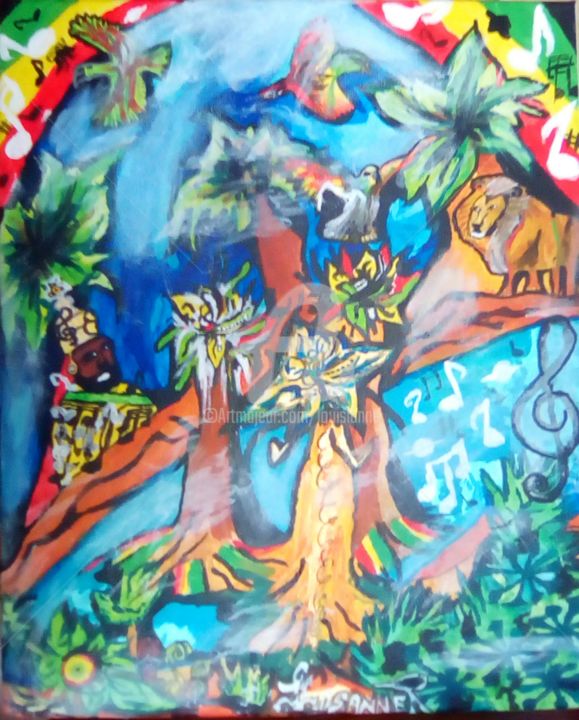 Malarstwo zatytułowany „Reggae 2” autorstwa Louisiart, Oryginalna praca, Akryl