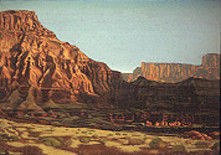 Painting titled "Evening Canyon" by Louis Pirro, Original Artwork
