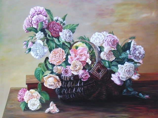 Peinture intitulée "fleurs 2" par Lou Niaro, Œuvre d'art originale, Huile