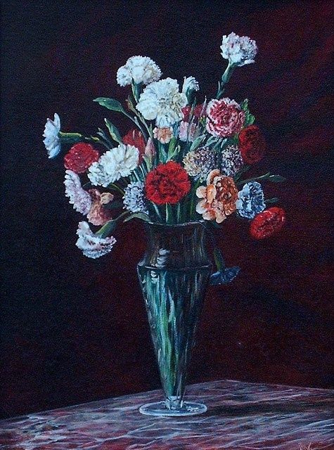 Peinture intitulée "Fleurs 3" par Lou Niaro, Œuvre d'art originale, Huile
