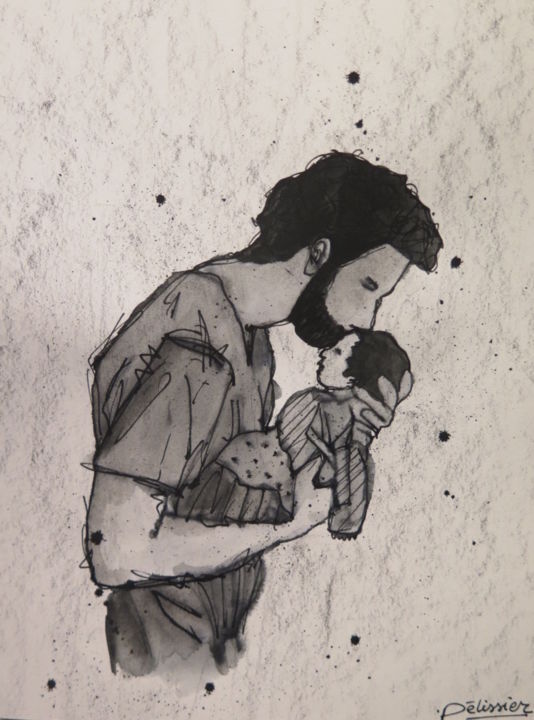 「Dad and son」というタイトルの描画 Loup Pélissierによって, オリジナルのアートワーク