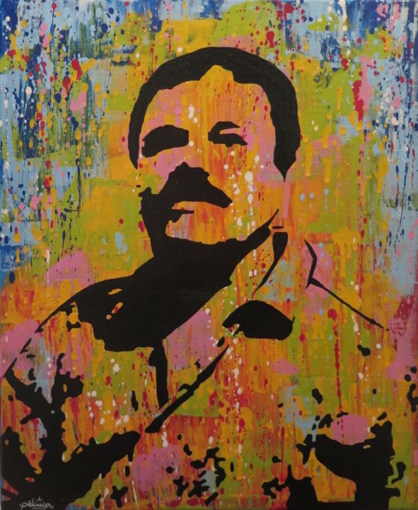 Schilderij getiteld "El Chapo" door Loup Pélissier, Origineel Kunstwerk, Acryl