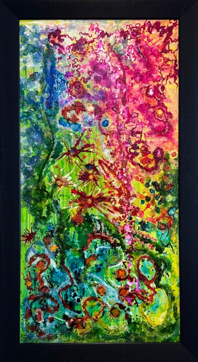 Painting titled ""VERDE"" by Lourdes Rivera -Lulu, Original Artwork, Acrylic Mounted on Other rigid panel