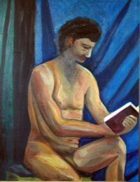 Pintura titulada "Desnudo leyendo" por Lourdes Pardo, Obra de arte original, Oleo