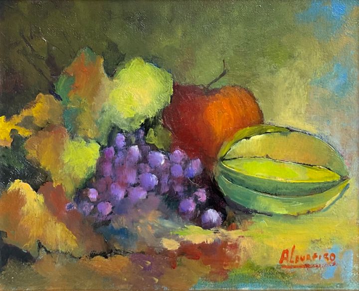 Malerei mit dem Titel "Still life" von Aluizio Loureiro, Original-Kunstwerk, Öl Auf Holzplatte montiert